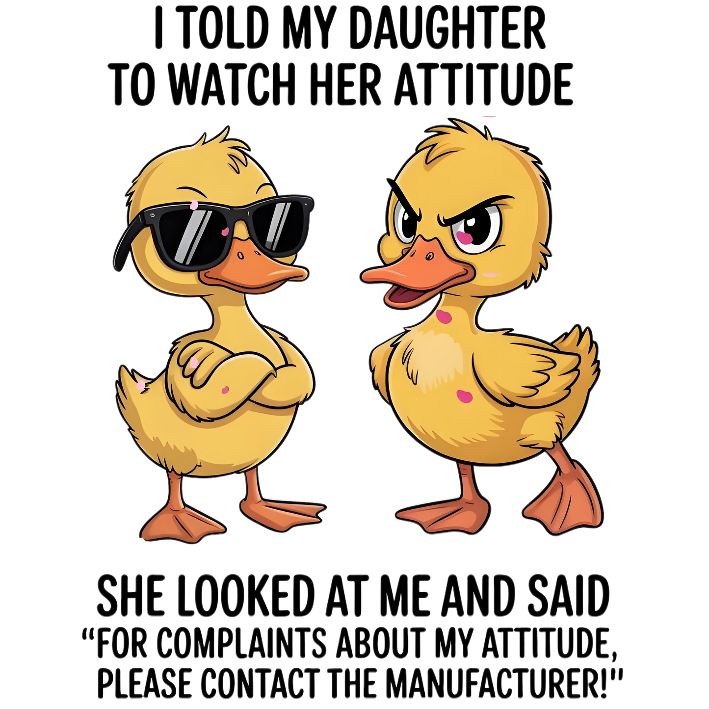 DTF Heat Transfer Iron On Sticker, Humorous & Sassy Parent Child Quote, For Playful Apparel And Lighthearted Family Occasions