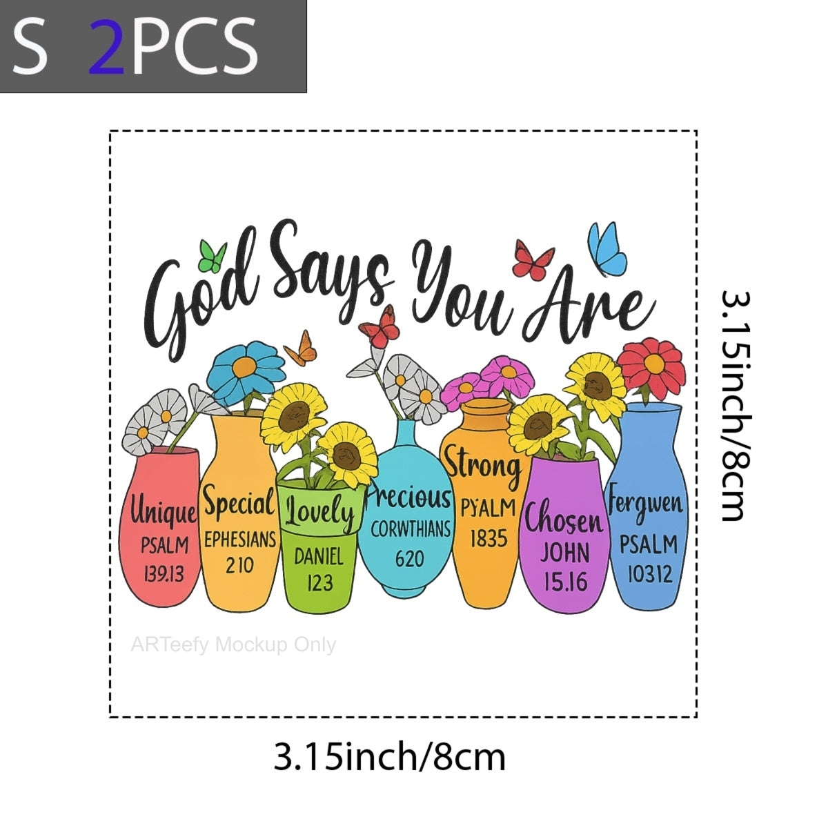 DTF Heat Transfer Iron On Sticker, Inspirational God Says You Are Flower Vases Graphic, For Faith Based Apparel And Spiritual Decor