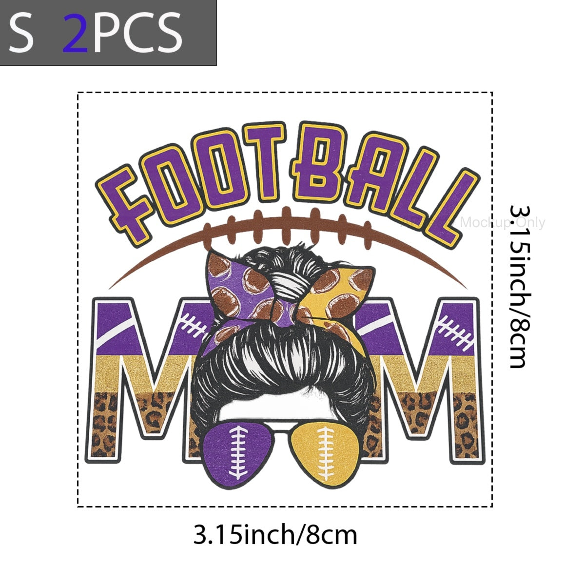 DTF Heat Transfer Iron On Sticker, Football  Themed Mom Graphic, For Game Day Apparel And Sports  Loving Moms' Gifts