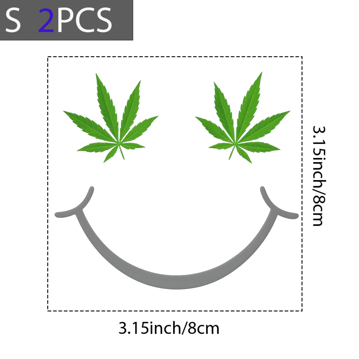 DTF Heat Transfer Iron On Sticker, Smile Face with Green Leaf Graphic, for Trendy Streetwear and Casual Fashion Decor