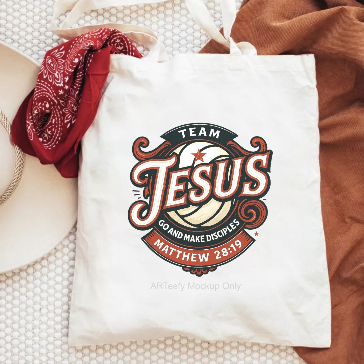 DTF Heat Transfer Iron On Sticker, Team Jesus Volleyball & Scripture Elements, For Faith Based Sports Apparel and Church Event Decor