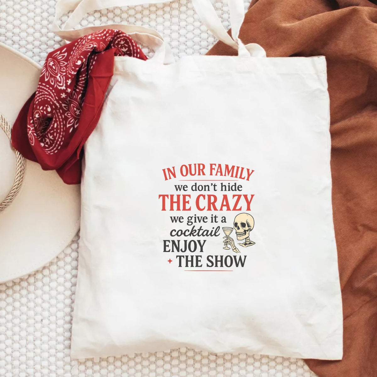DTF Heat Transfer Iron On Sticker, Edgy Family Crazy & Cocktail Skull Graphic, For Bold Home Decor And Fun Loving Apparel