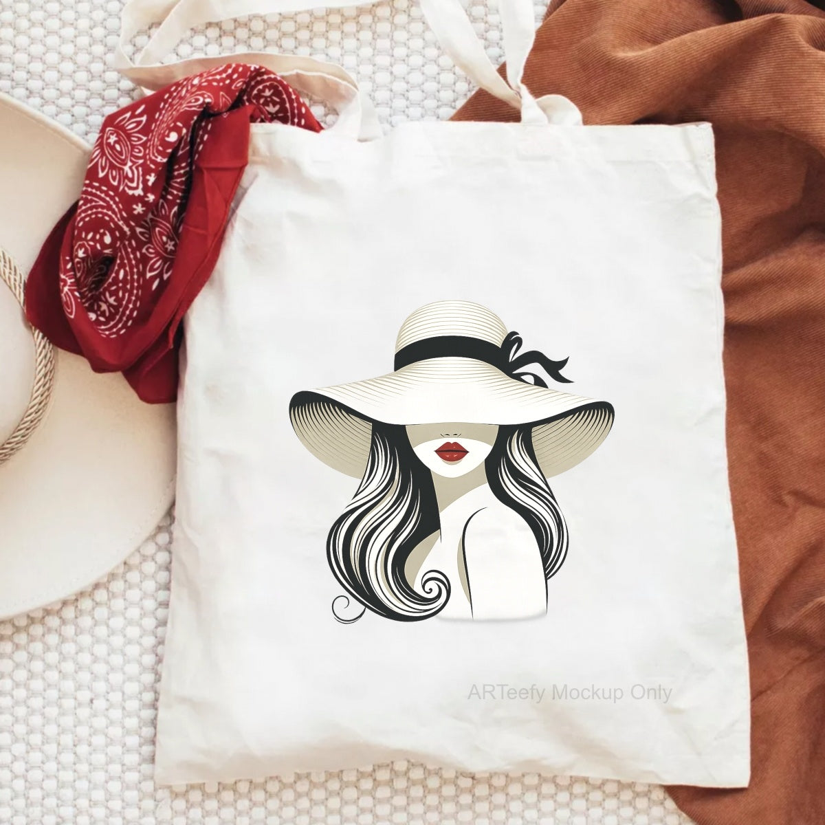 DTF Heat Transfer Iron On Sticker, Stylish Lady With Wide Brimmed Hat Graphic, For Fashion Forward Apparel And Chic Decor
