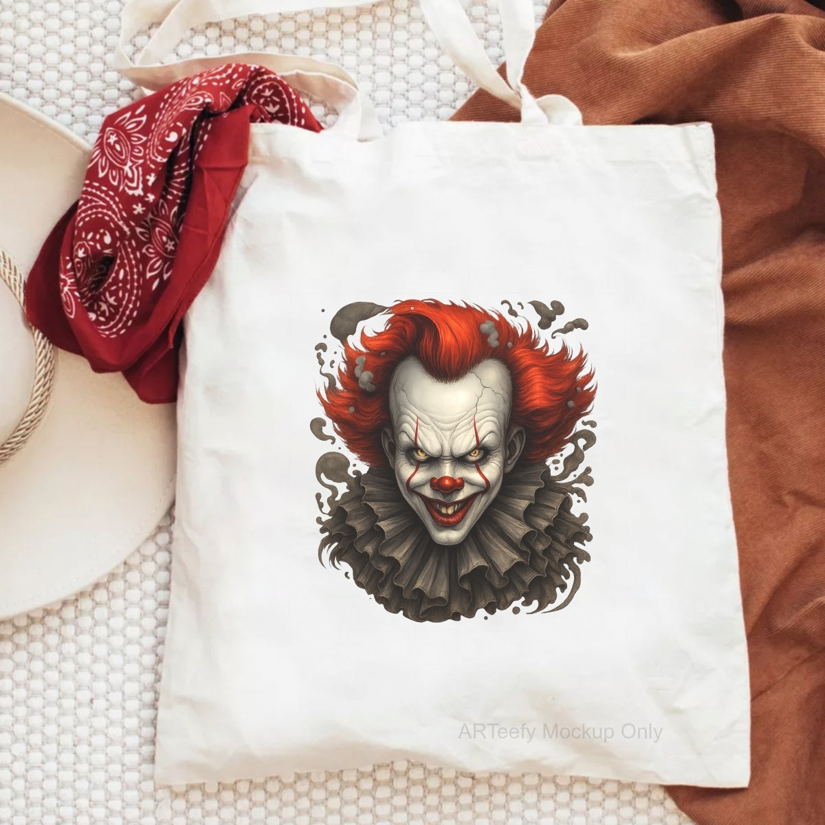 DTF Heat Transfer Iron On Sticker, Horror  Themed Clown Graphic, For Halloween Apparel And Spooky Decor