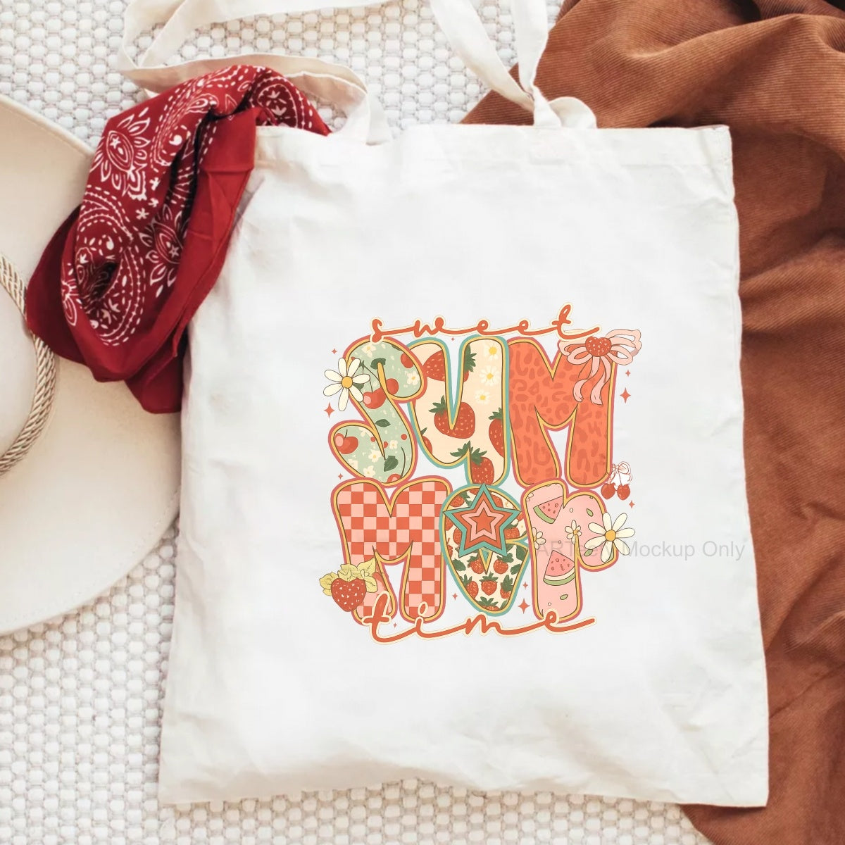 DTF Heat Transfer Iron On Sticker, Summer Themed Sweet Summer Time Fruit & Pattern Graphic, For Beachwear And Vacation Decor