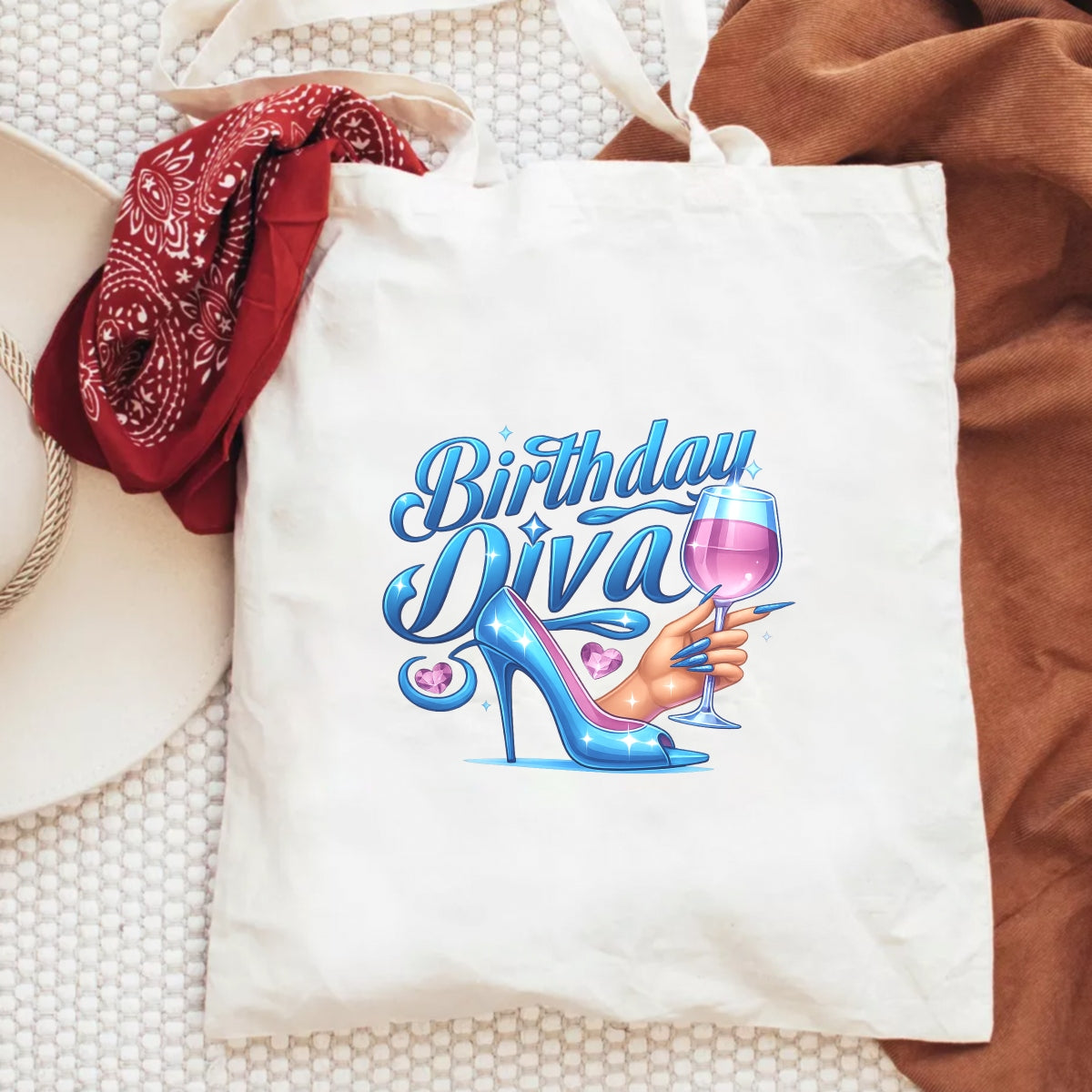 DTF Heat Transfer Iron On Sticker, Birthday Diva High Heel Graphic, for Birthday Celebration Apparel and Party Decor