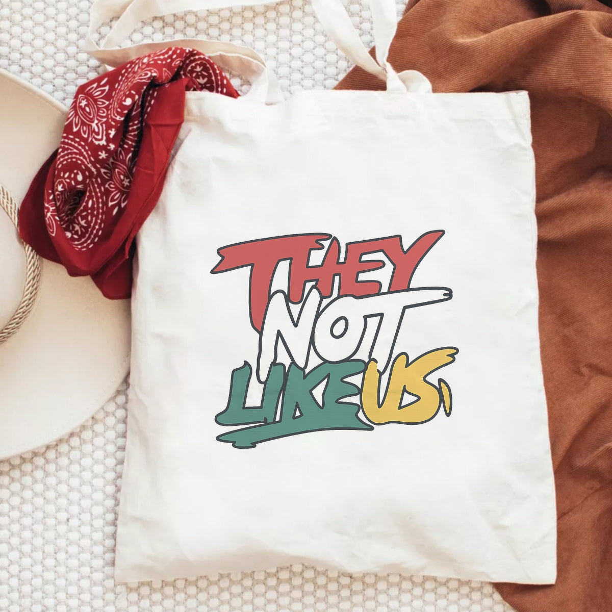 DTF Heat Transfer Iron On Sticker, Edgy "THEY NOT LIKE US" Slogan in Vibrant Colors, for Trendy Hip - Hop Tees & Crew Merch