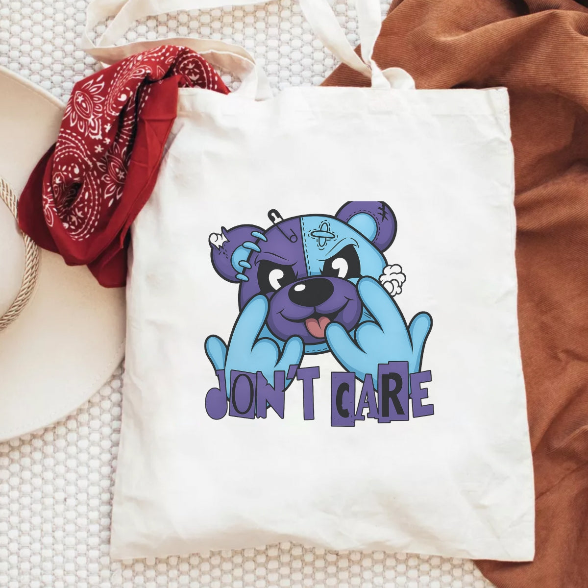 DTF Heat Transfer Iron On Sticker, Rebellious Two - Tone Bear Design, for Urban Fashion & Attitude - Driven Gear