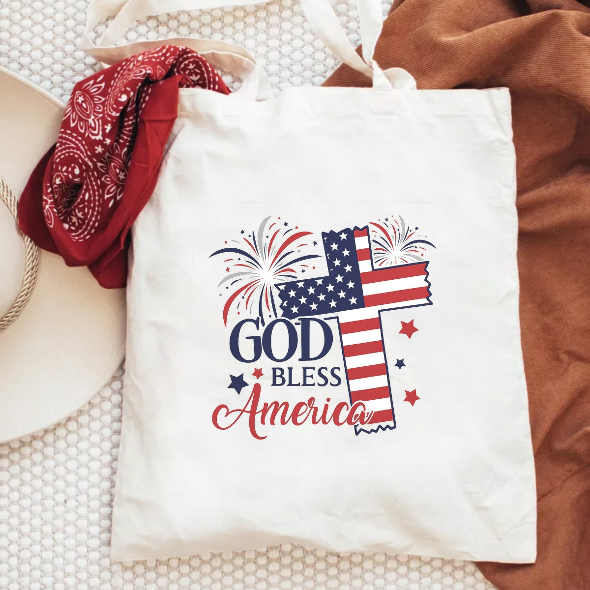 DTF Heat Transfer Iron On Sticker, Patriotic God Bless America Graphic, for 4th of July Apparel and Independence Day Decor