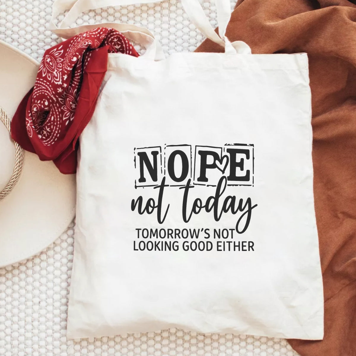 DTF Heat Transfer Iron On Sticker, Sarcastic “Nope Not Today” Quote Graphic, for Humor-filled Apparel and Casual Decor