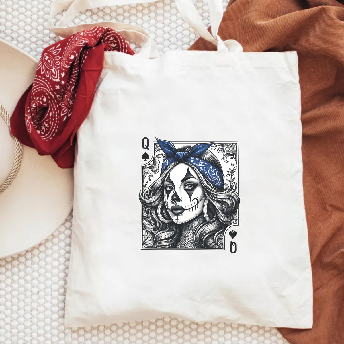 DTF Heat Transfer Iron On Sticker, Tattoo Style Queen Of Spades Graphic, For Edgy Apparel And Tattoo Art Decor