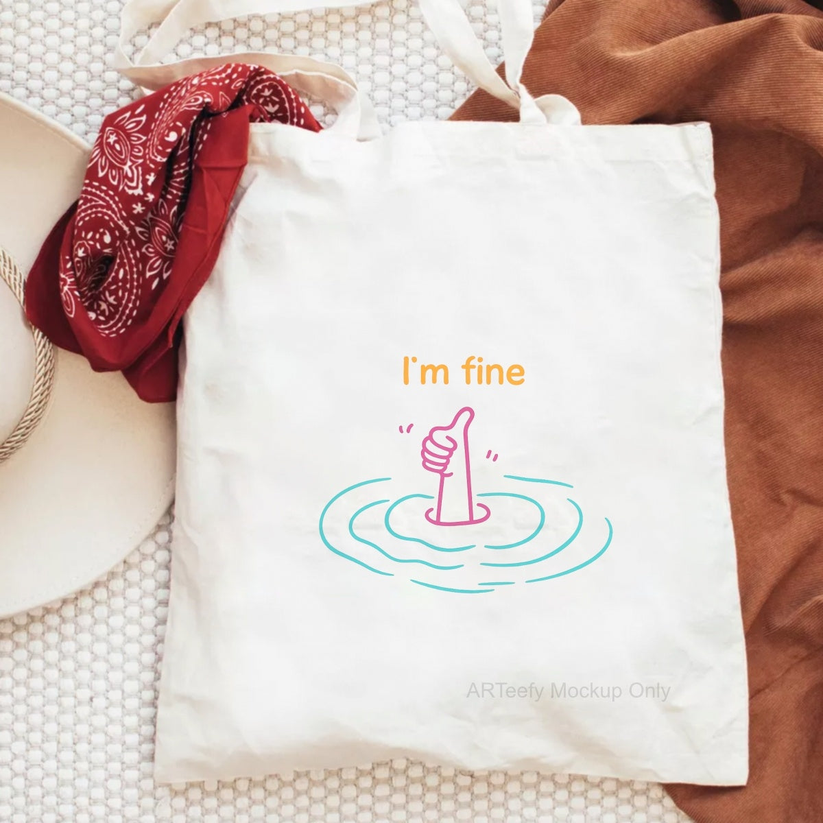 DTF Heat Transfer Iron On Sticker, Humorous I'm fine Thumb Graphic, For Sarcastic Apparel And Fun Decor