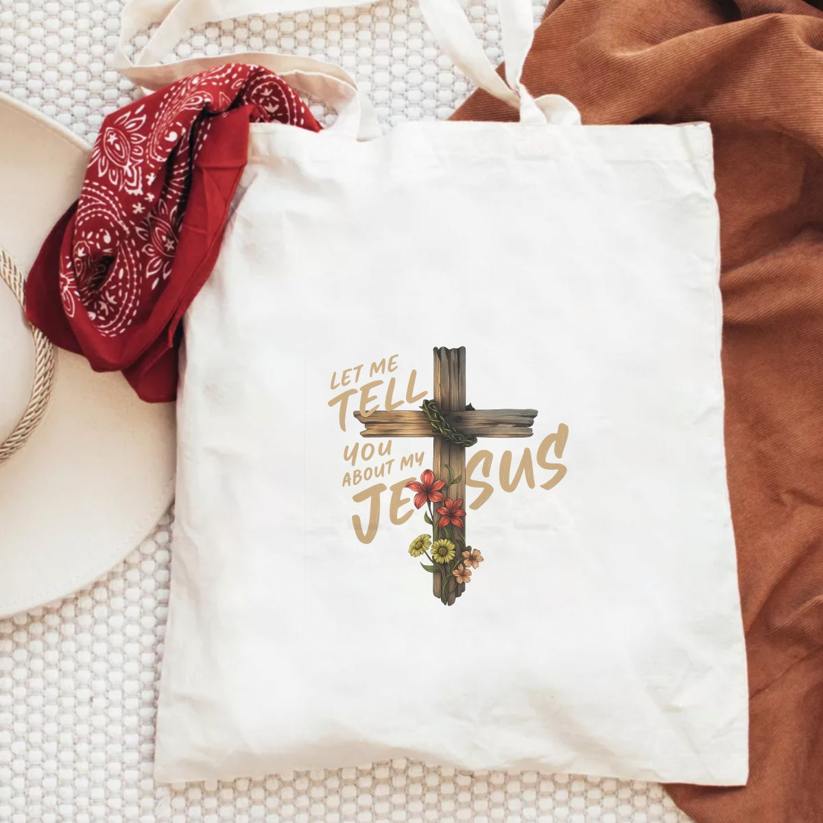 DTF Heat Transfer Iron On Sticker, Floral Cross Religious Quote Graphic, for Faith - Inspired Apparel and Spiritual Decor
