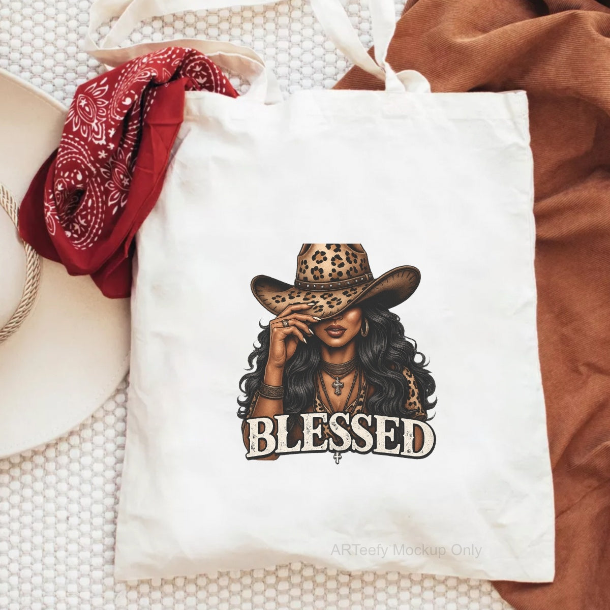 DTF Heat Transfer Iron On Sticker, Stylish Cowgirl BLESSEDGraphic, For Western  Chic Apparel And Boho Decor