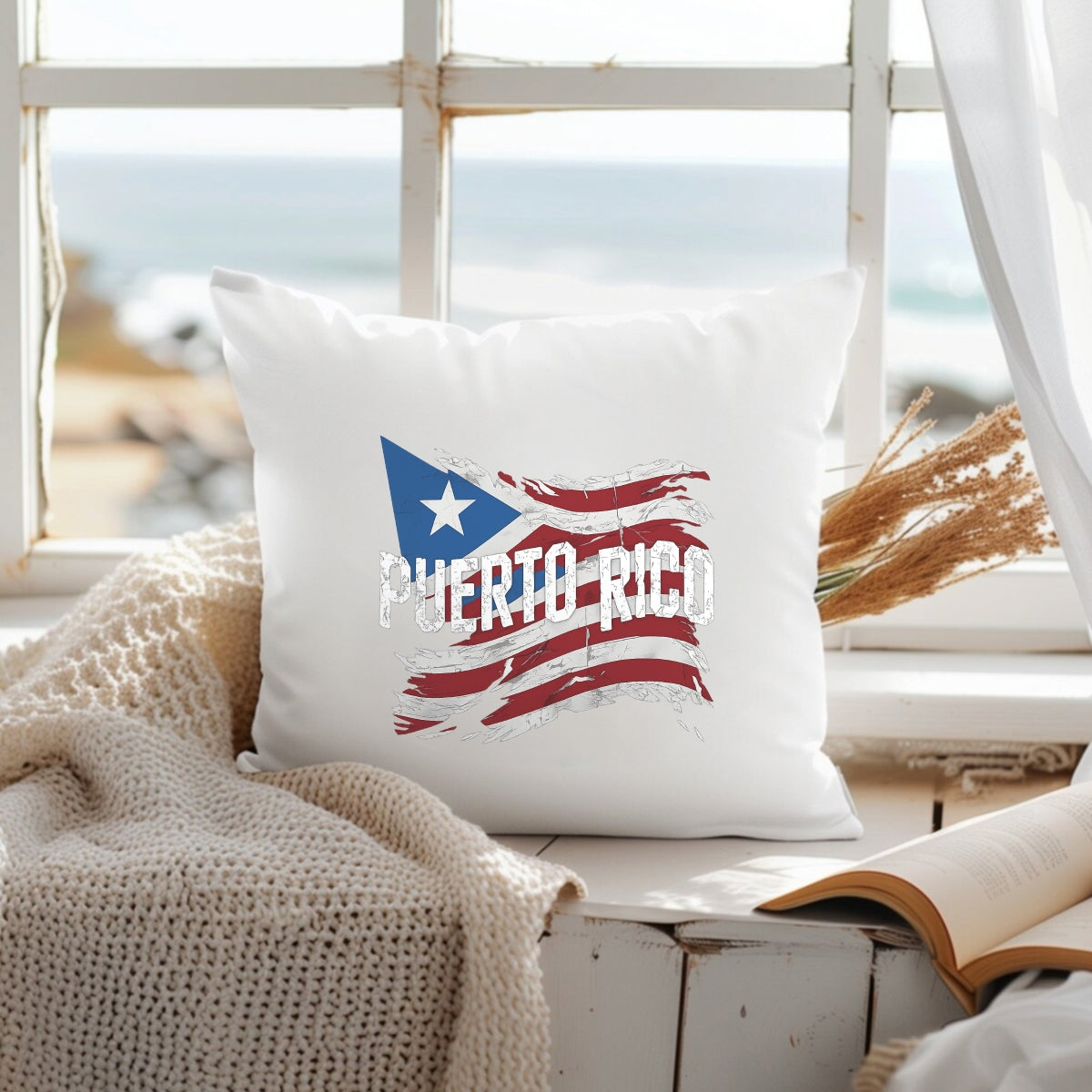 DTF Heat Transfer Iron On Sticker, Puerto Rico Flag Retro Graphic, for Cultural Pride Apparel and Heritage Decor