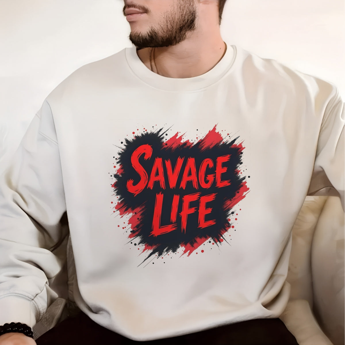 DTF Heat Transfer Iron On Sticker, Edgy SAVAGE LIFE Text Graphic, For Streetwear And Bold Lifestyle Events