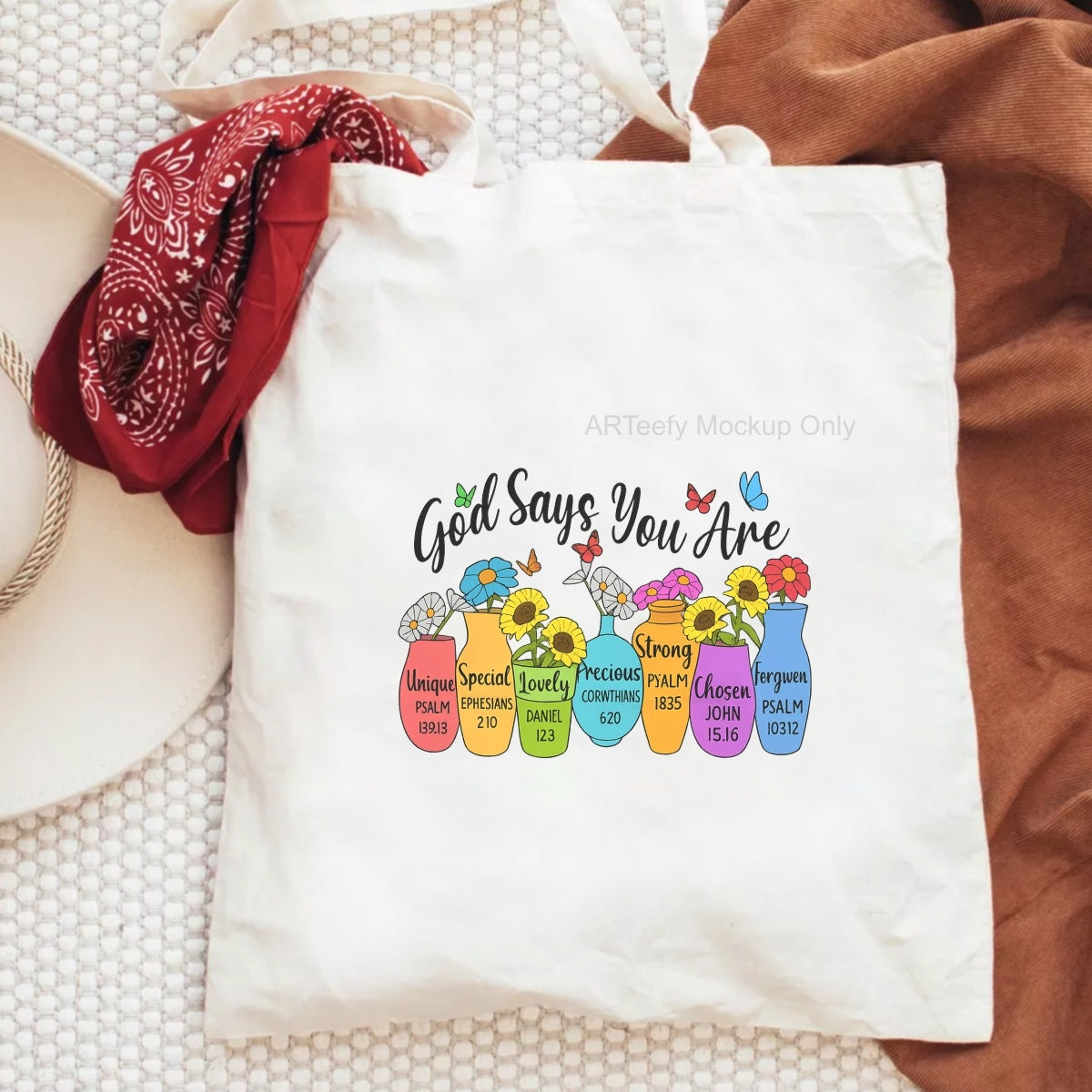 DTF Heat Transfer Iron On Sticker, Inspirational God Says You Are Flower Vases Graphic, For Faith Based Apparel And Spiritual Decor