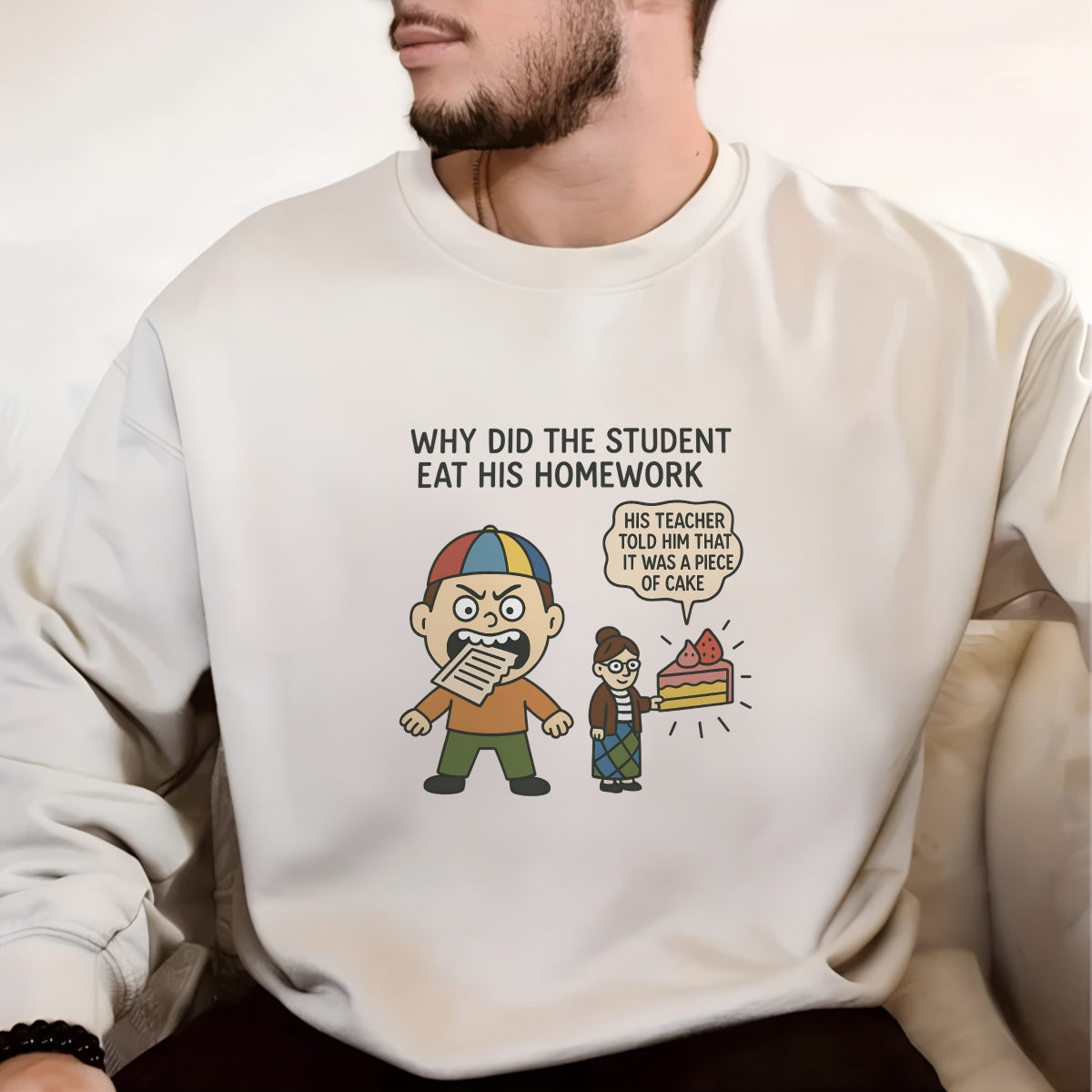 DTF Heat Transfer Iron On Sticker, Funny Student - Teacher Homework Joke Art, for American Campus Humor Apparel & Gag Gifts