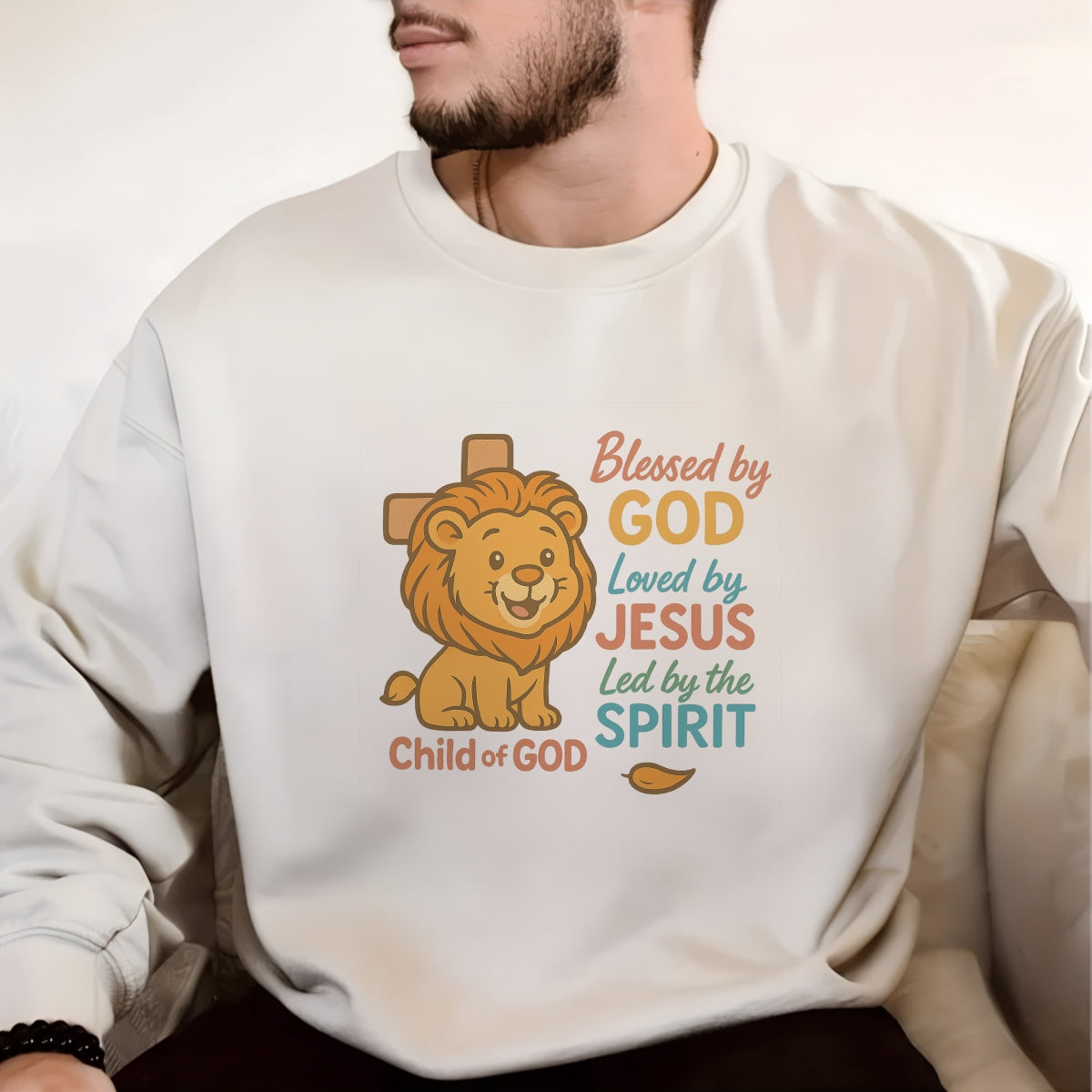 DTF Heat Transfer Iron On Sticker, Inspirational Christian Lion Graphic, for Faith Based Fashion and Church Event Gifts