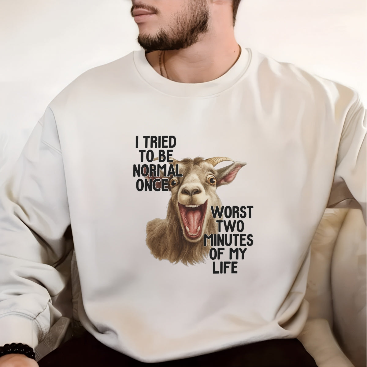 DTF Heat Transfer Iron On Sticker, Funny Goat Meme Graphic, for Humor Apparel and Casual Decor