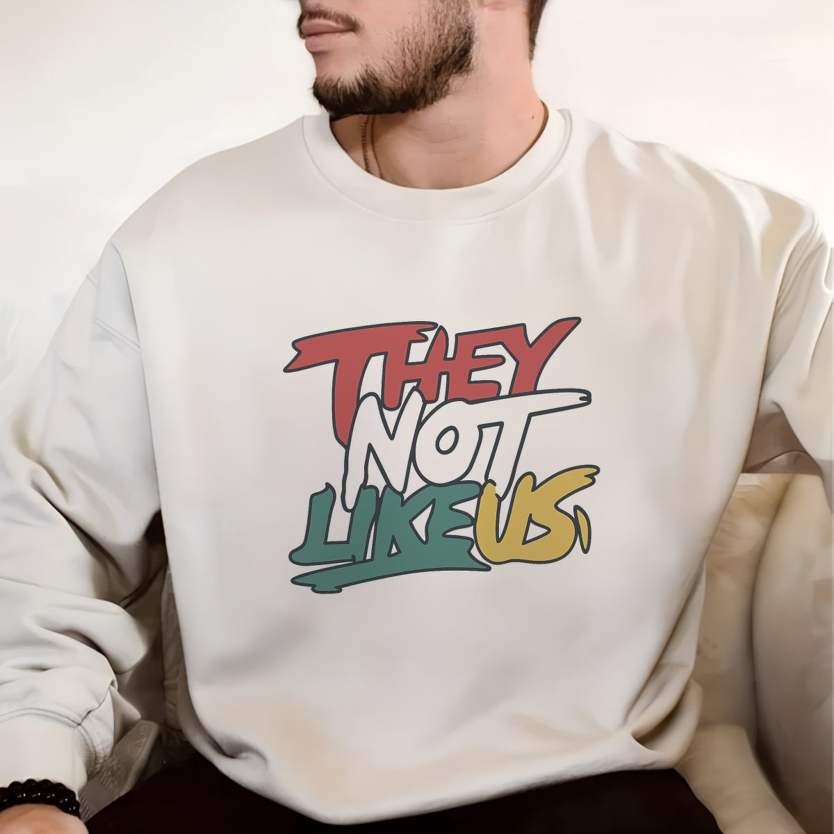 DTF Heat Transfer Iron On Sticker, Edgy "THEY NOT LIKE US" Slogan in Vibrant Colors, for Trendy Hip - Hop Tees & Crew Merch
