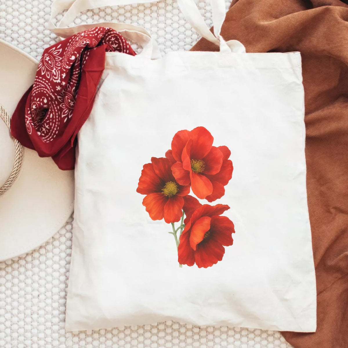 DTF Heat Transfer Iron On Sticker, Watercolor Red Poppy Flower Bouquet, for Floral - Inspired Apparel & Nature - Lover Gifts