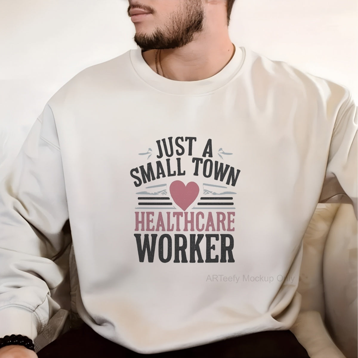 DTF Heat Transfer Iron On Sticker, Healthcare Themed Small Town Worker Graphic, For Medical Staff Apparel And Community Health Events
