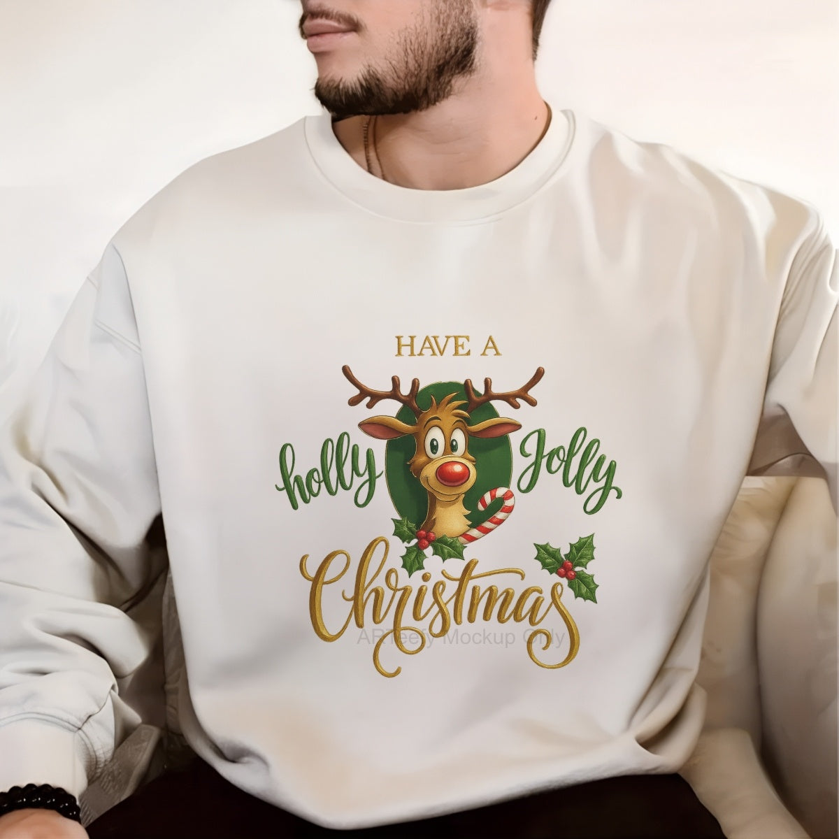 DTF Heat Transfer Iron On Sticker, Festive Reindeer & Christmas Greeting Elements, For Holiday Apparel And Christmas Themed Gatherings