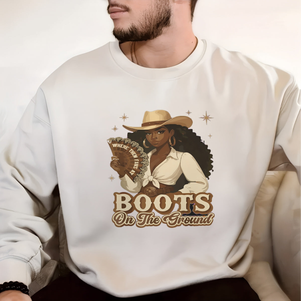 DTF Heat Transfer Iron On Sticker, Western Style Cowgirl & BOOTS ON THE GROUND Elements, For Country Themed Apparel And Rodeo  Related Events