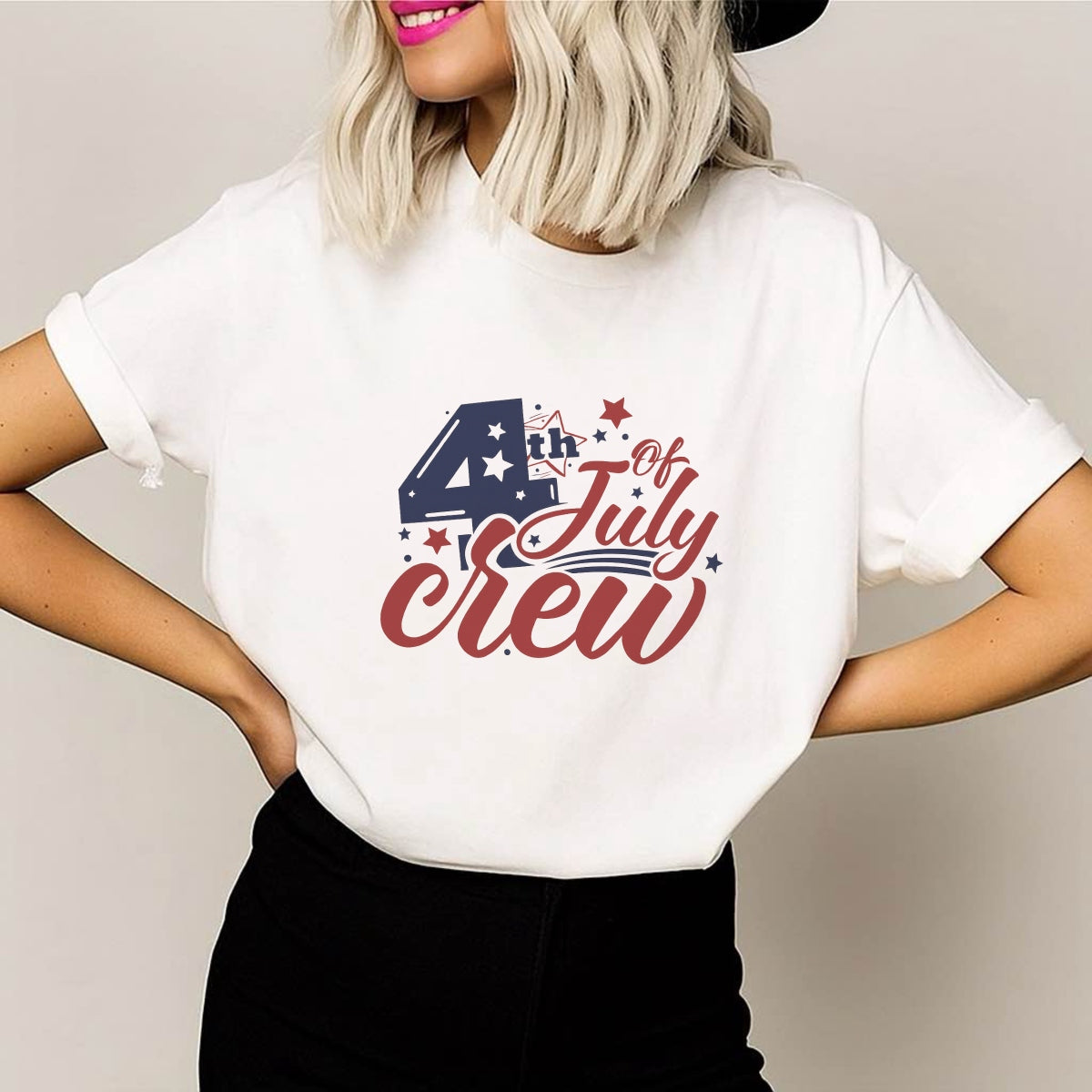DTF Heat Transfer Iron On Sticker, Patriotic 4th Of July Crew Graphic, For Independence Day Apparel And Festive Decor