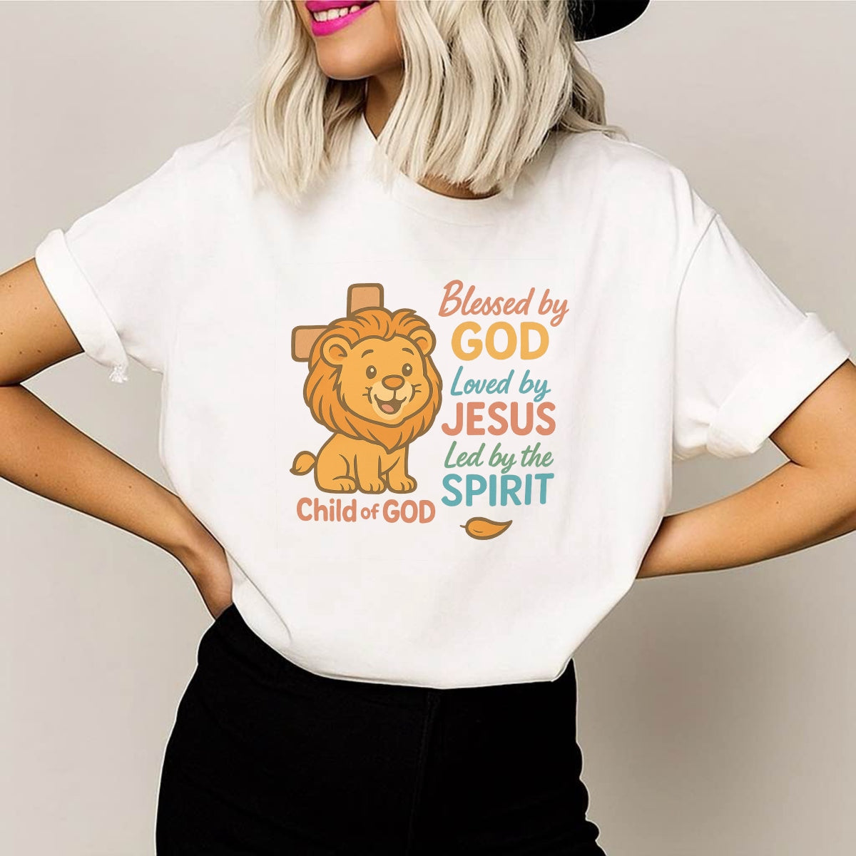 DTF Heat Transfer Iron On Sticker, Inspirational Christian Lion Graphic, for Faith Based Fashion and Church Event Gifts