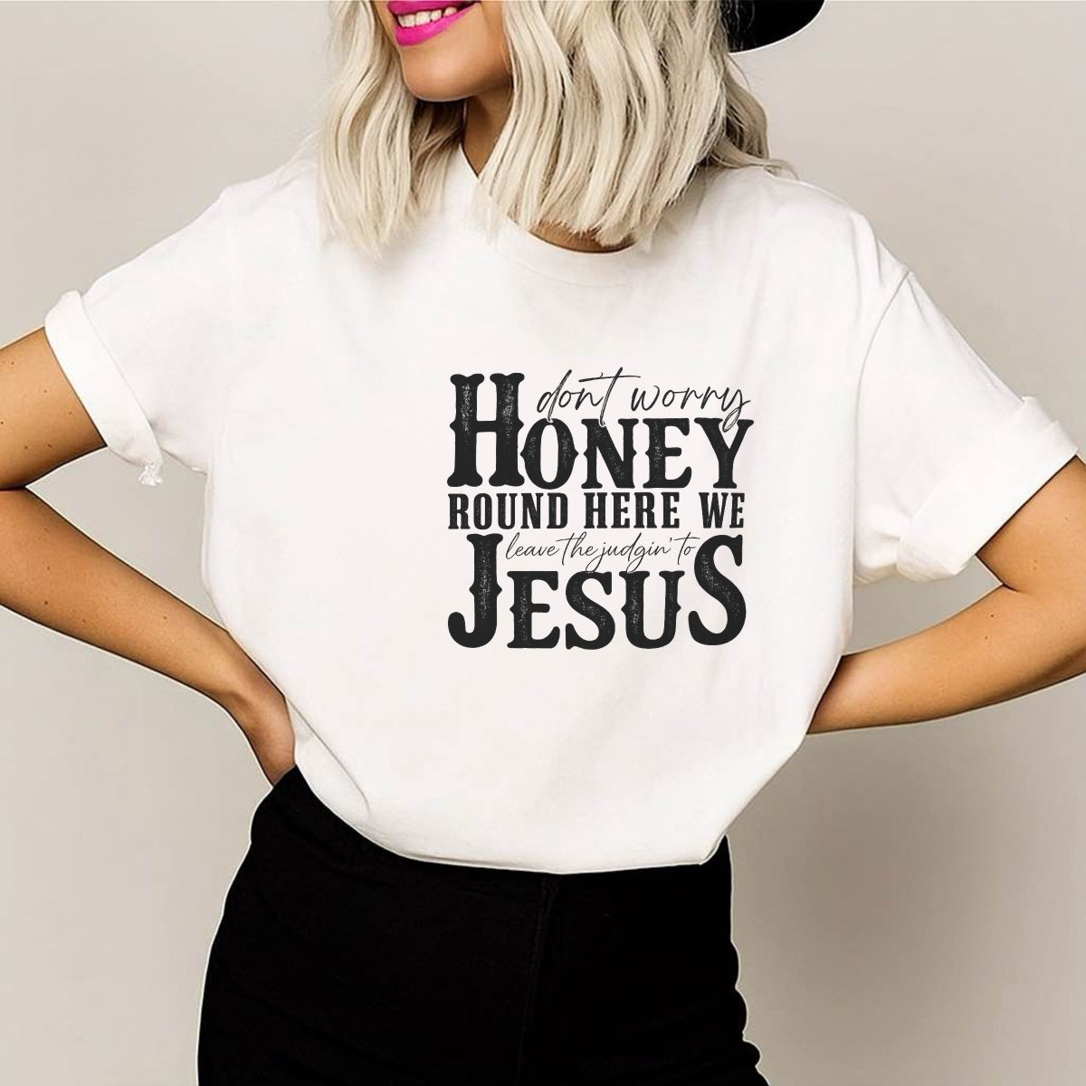 DTF Heat Transfer Iron On Sticker, Retro Religious Quote Graphic, for Faith - Based Apparel and Southern - Charm Decor