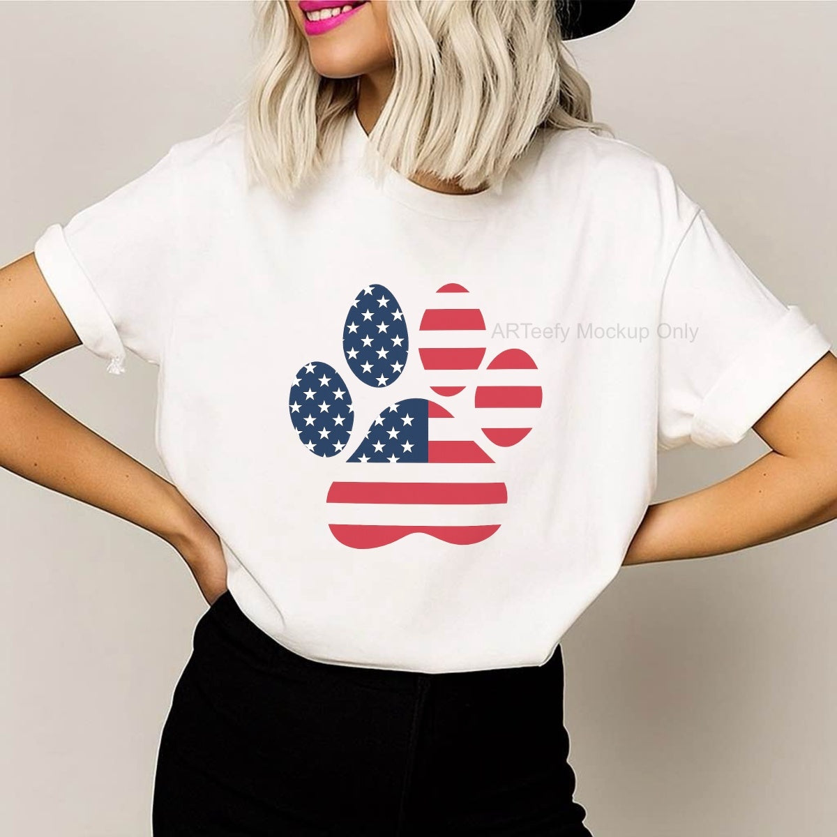 DTF Heat Transfer Iron On Sticker, Patriotic Dog Paw Graphic, For USA  Themed Pet Apparel And Fourth Of July Decor