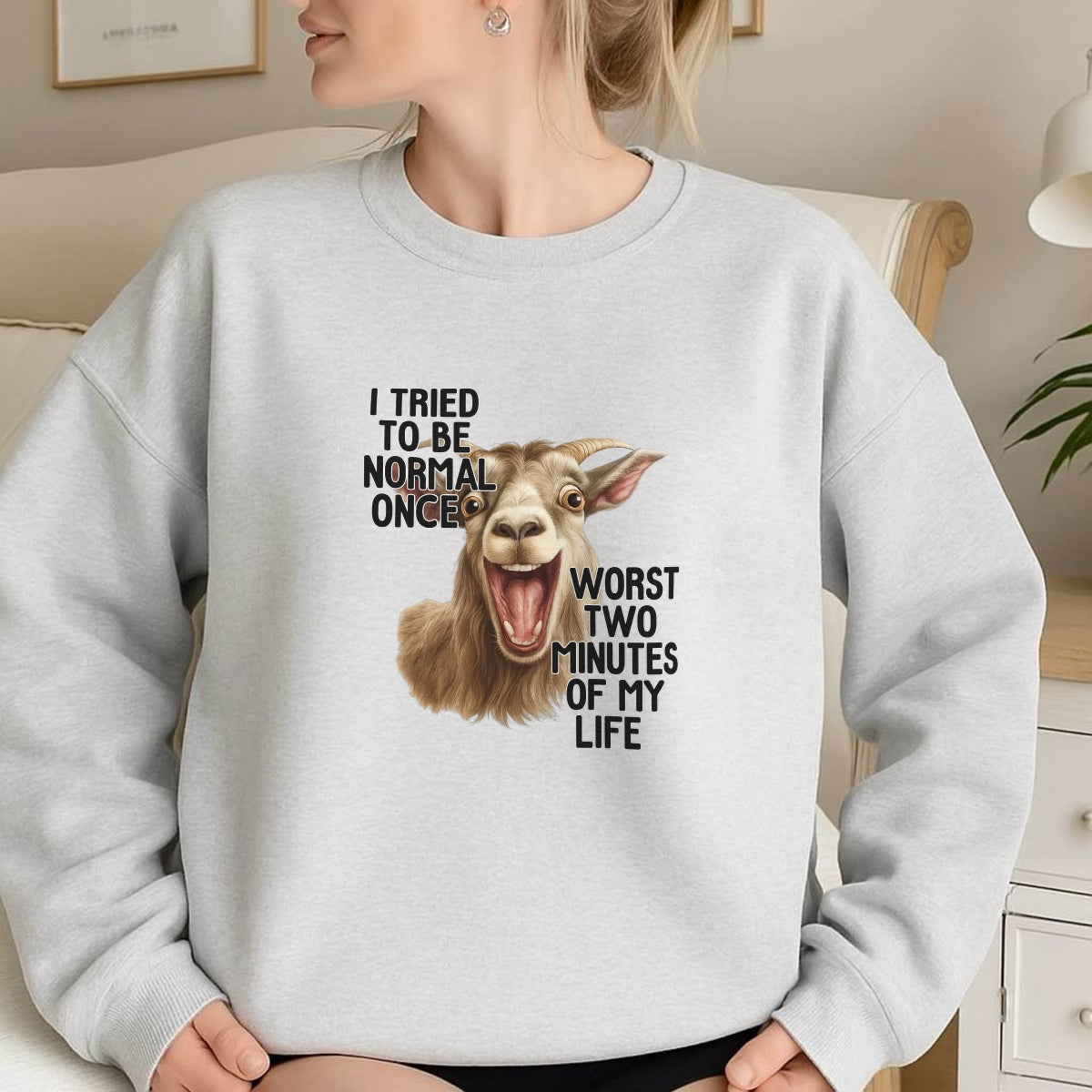 DTF Heat Transfer Iron On Sticker, Funny Goat Meme Graphic, for Humor Apparel and Casual Decor