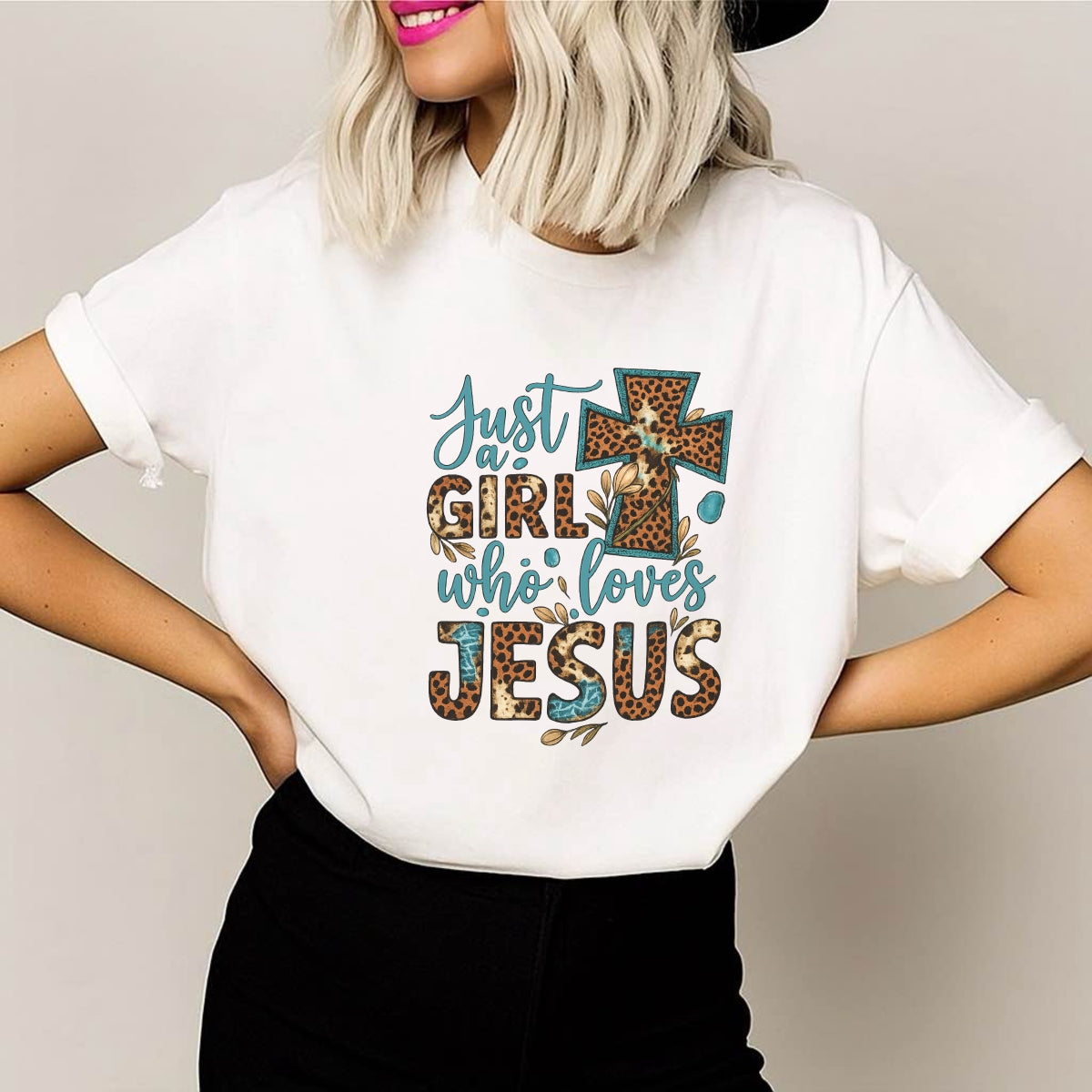 DTF Heat Transfer Iron On Sticker, Leopard, Print Faith Graphic, for Religious, Inspired Apparel and Trendy Decor