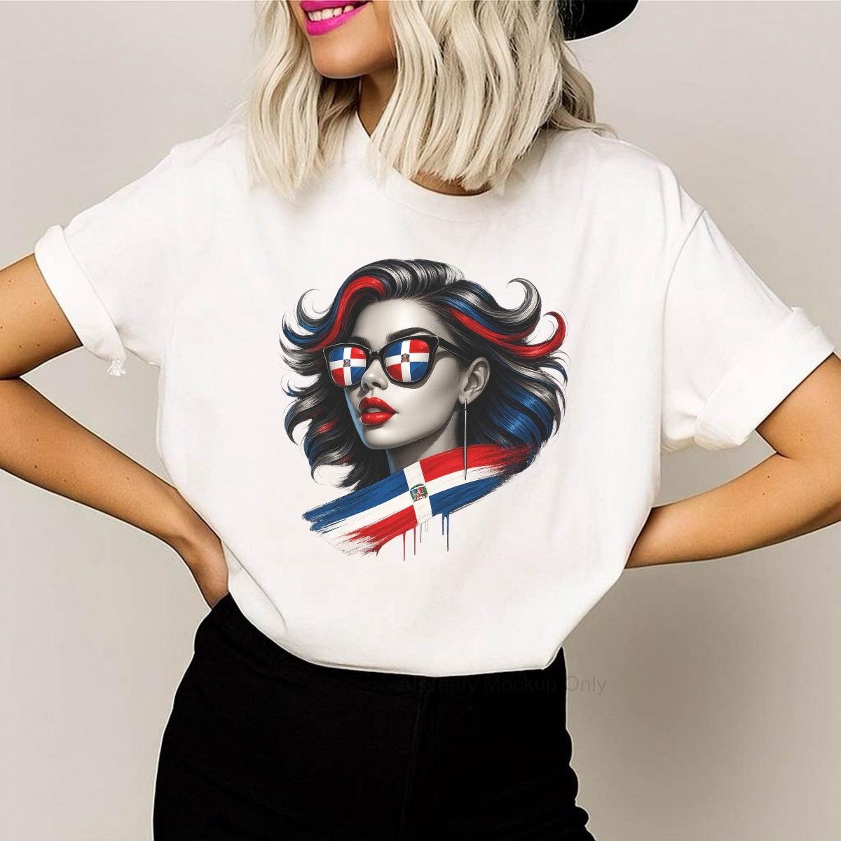 DTF Heat Transfer Iron On Sticker, Dominican Flag  Themed Stylish Graphic, For Cultural Pride Apparel And National Day Decor