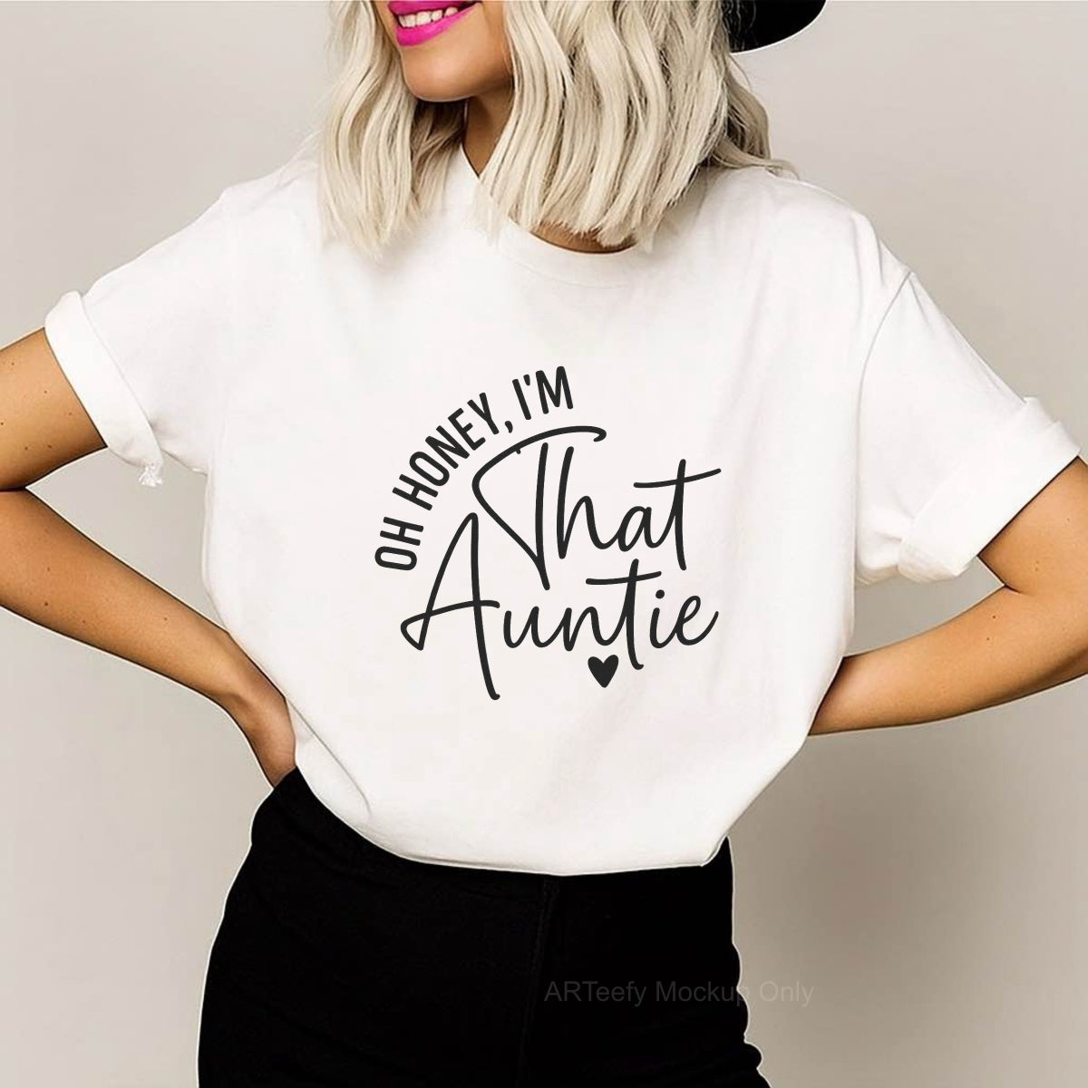 Oh Honey I'm That Auntie DTF Heat Transfer for T-Shirts – Funny Colorful Embroidery Style Iron On Patch – Trendy Auntie Shirt Decal for Women, DIY Gift, Sublimation Alternative, Ready to Press