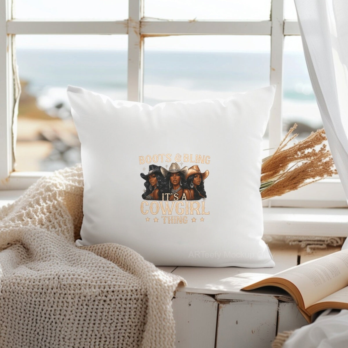 DTF Heat Transfer Iron On Sticker, Stylish Cowgirl Trio Graphic, For Western Vibe Apparel And Rodeo Themed Decor