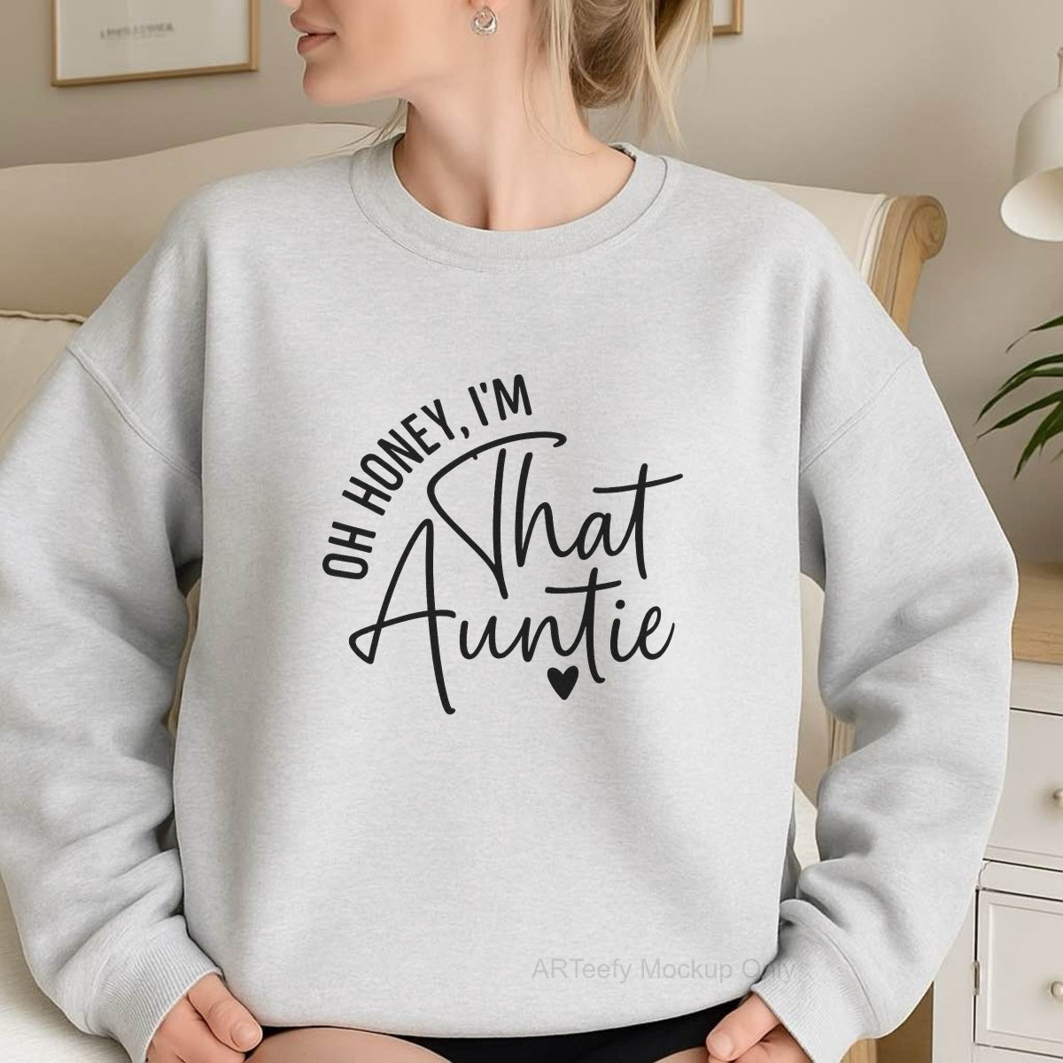 Oh Honey I'm That Auntie DTF Heat Transfer for T-Shirts – Funny Colorful Embroidery Style Iron On Patch – Trendy Auntie Shirt Decal for Women, DIY Gift, Sublimation Alternative, Ready to Press