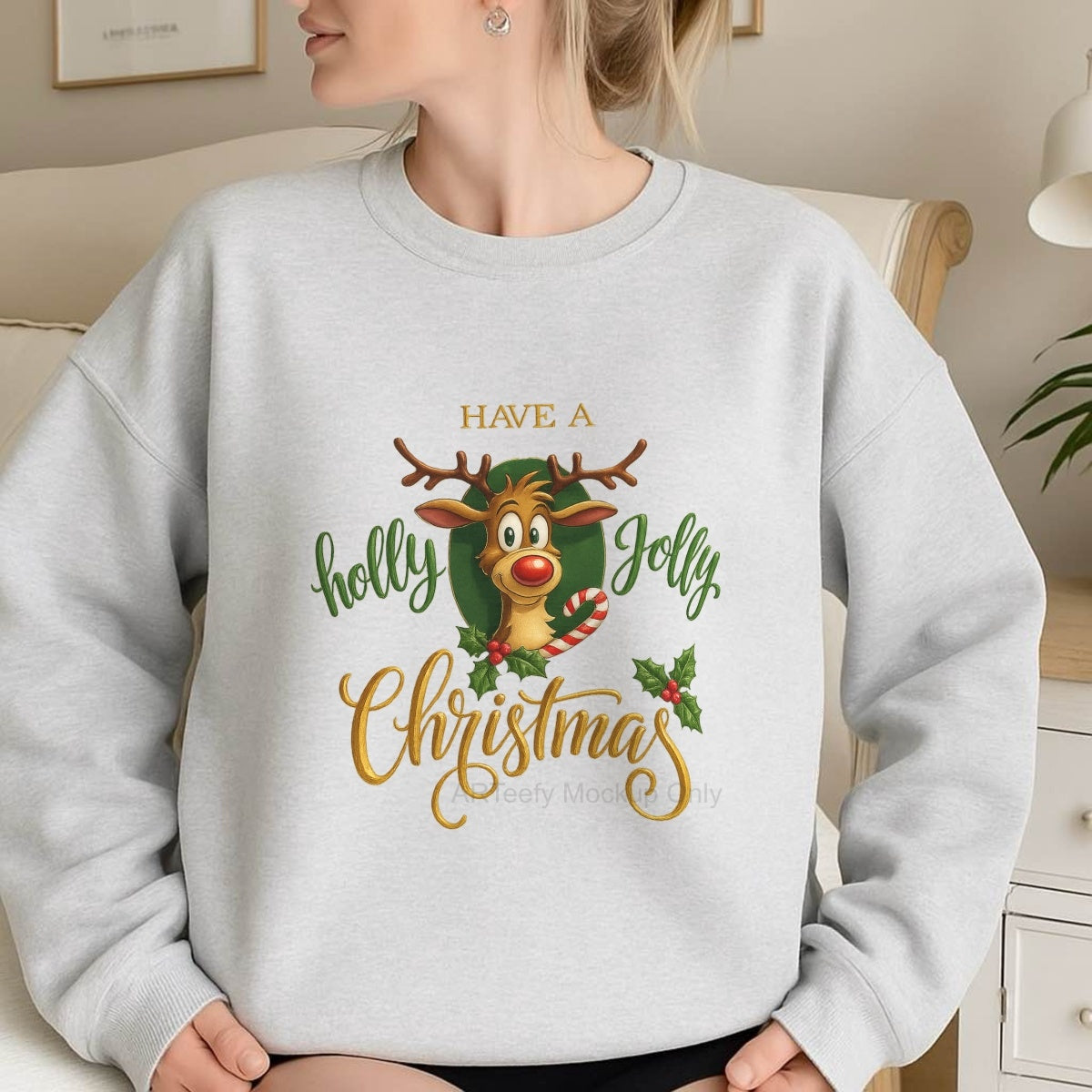DTF Heat Transfer Iron On Sticker, Festive Reindeer & Christmas Greeting Elements, For Holiday Apparel And Christmas Themed Gatherings