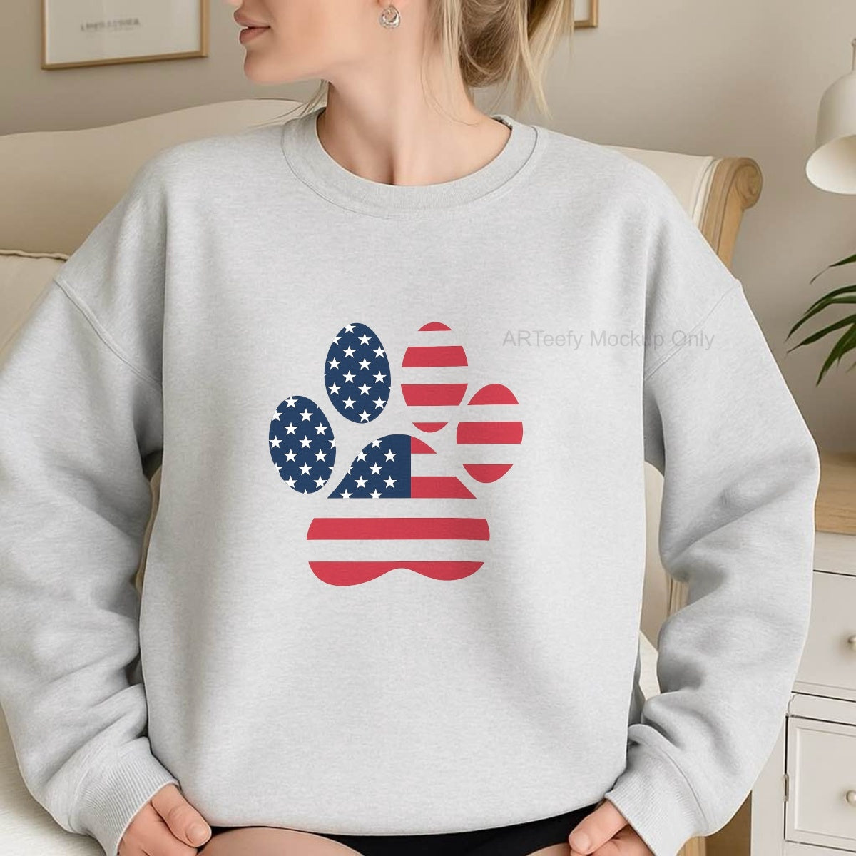 DTF Heat Transfer Iron On Sticker, Patriotic Dog Paw Graphic, For USA  Themed Pet Apparel And Fourth Of July Decor