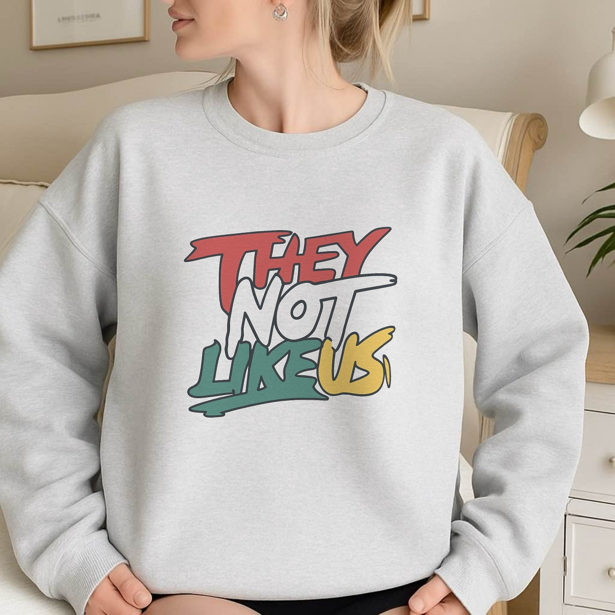 DTF Heat Transfer Iron On Sticker, Edgy "THEY NOT LIKE US" Slogan in Vibrant Colors, for Trendy Hip - Hop Tees & Crew Merch
