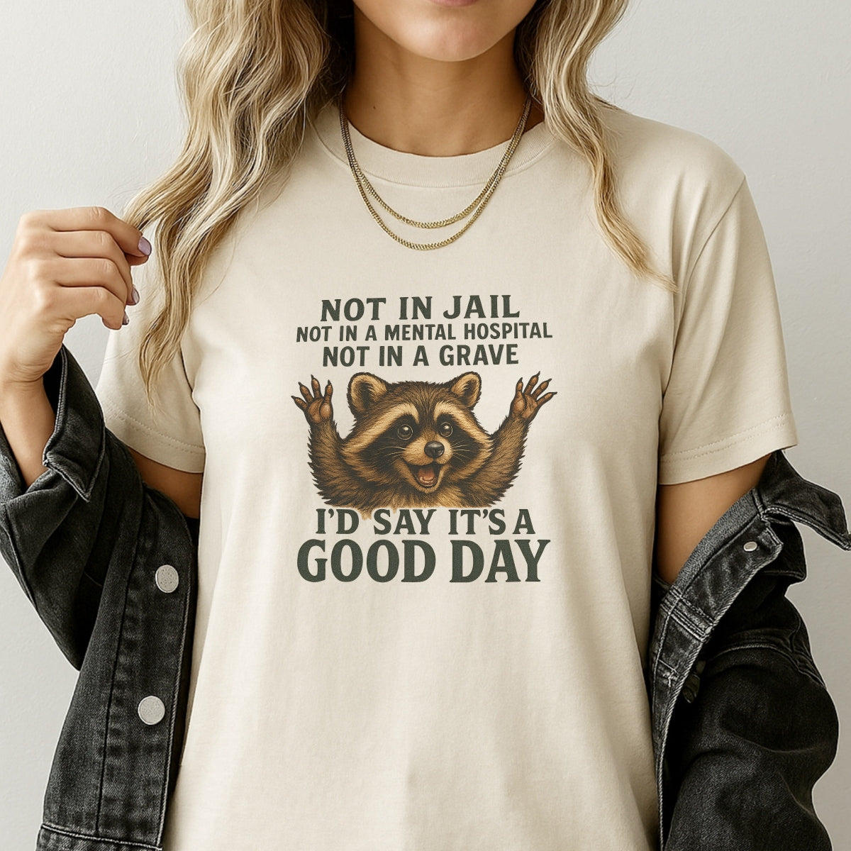 DTF Heat Transfer Iron On Sticker, Humorous Raccoon Quote Graphic, for Funny Apparel and Casual Decor