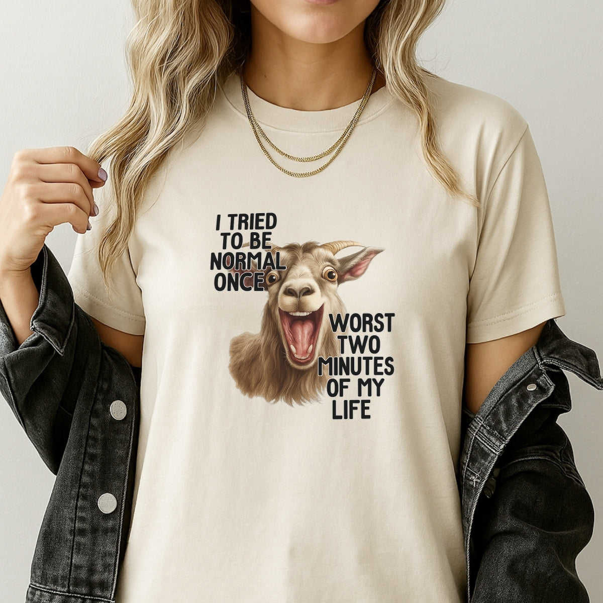 DTF Heat Transfer Iron On Sticker, Funny Goat Meme Graphic, for Humor Apparel and Casual Decor