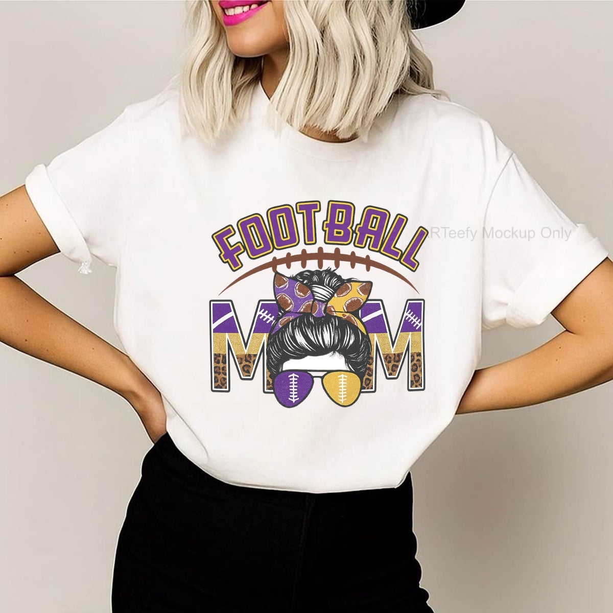 DTF Heat Transfer Iron On Sticker, Football  Themed Mom Graphic, For Game Day Apparel And Sports  Loving Moms' Gifts