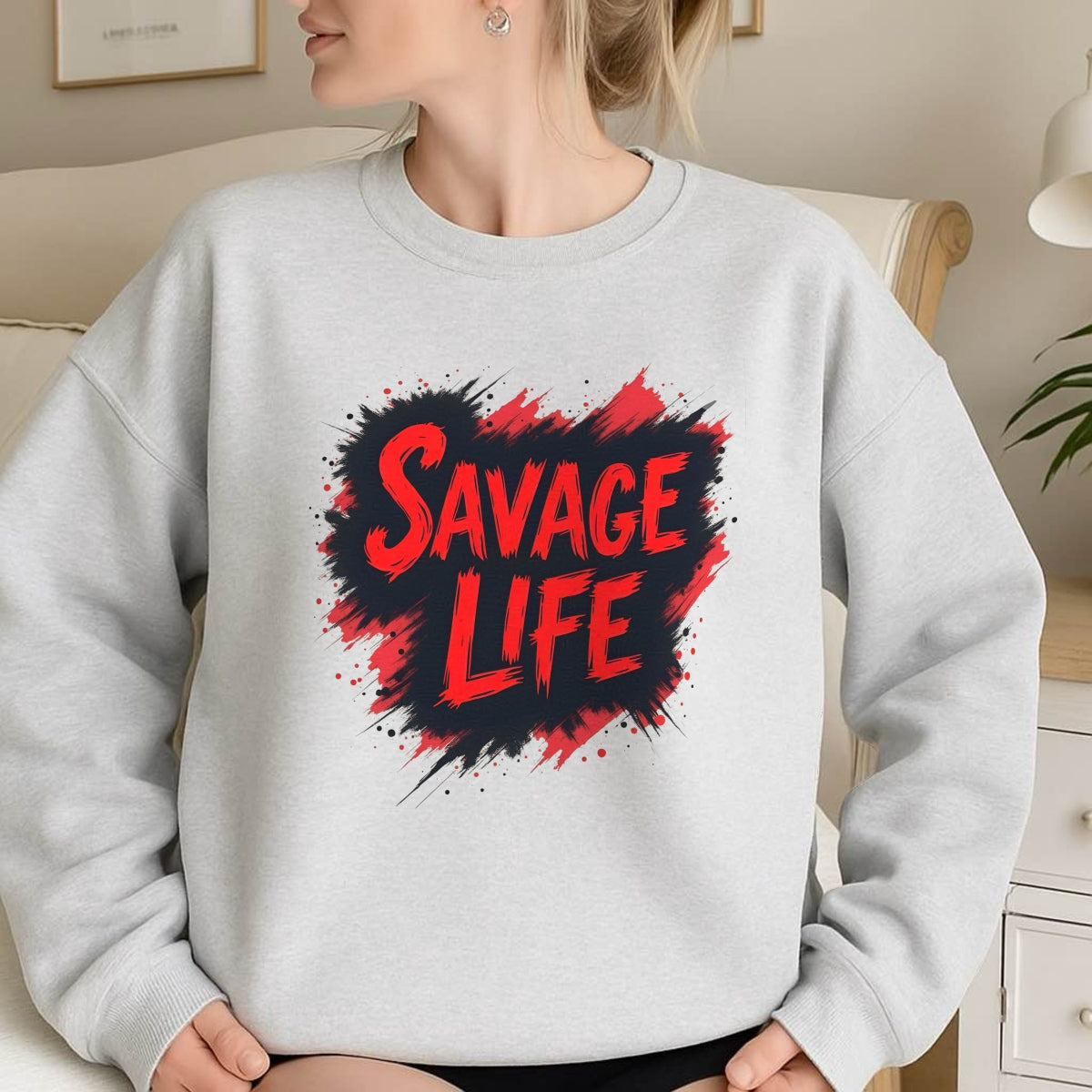 DTF Heat Transfer Iron On Sticker, Edgy SAVAGE LIFE Text Graphic, For Streetwear And Bold Lifestyle Events