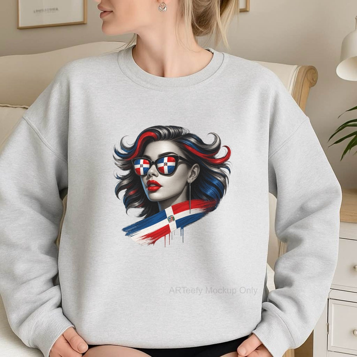 DTF Heat Transfer Iron On Sticker, Dominican Flag  Themed Stylish Graphic, For Cultural Pride Apparel And National Day Decor