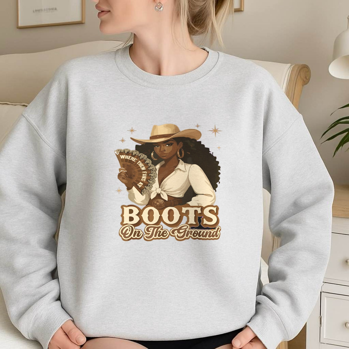 DTF Heat Transfer Iron On Sticker, Western Style Cowgirl & BOOTS ON THE GROUND Elements, For Country Themed Apparel And Rodeo  Related Events