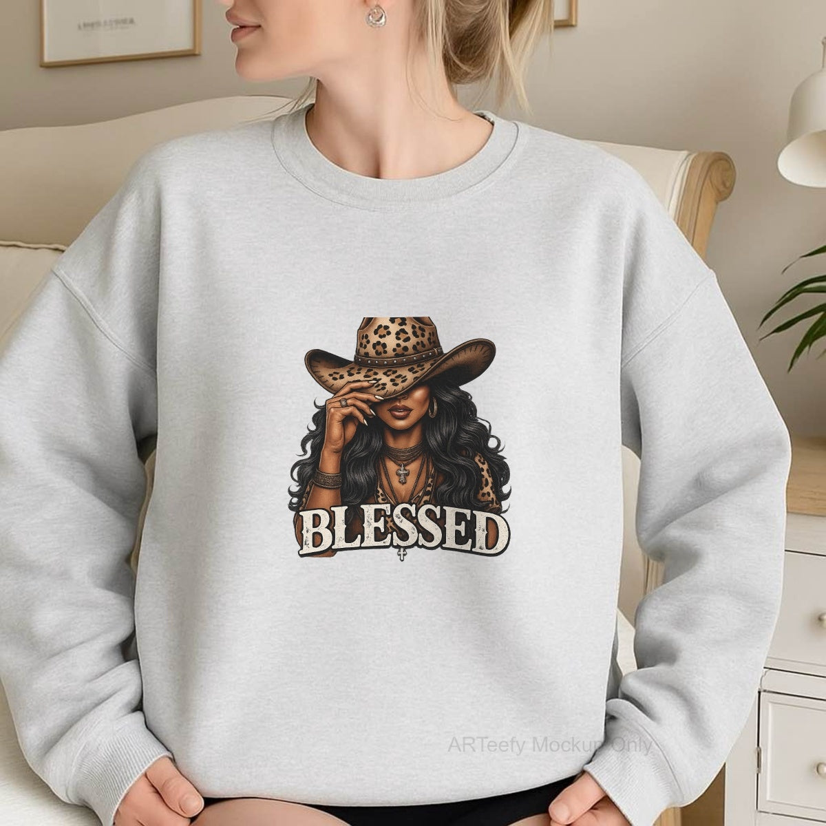 DTF Heat Transfer Iron On Sticker, Stylish Cowgirl BLESSEDGraphic, For Western  Chic Apparel And Boho Decor