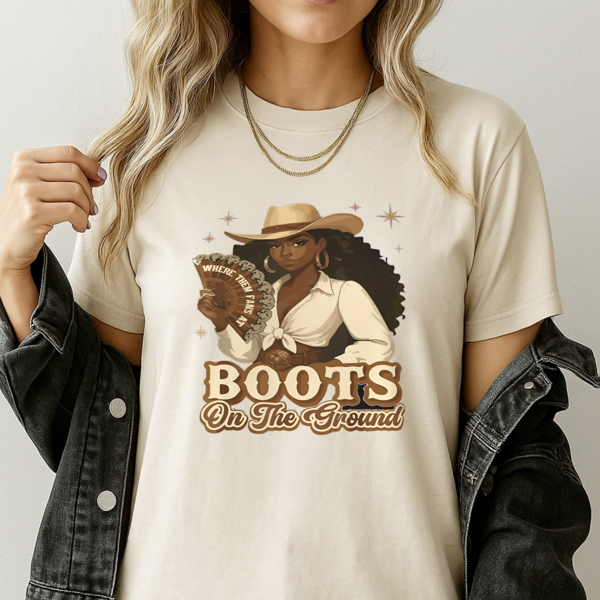 DTF Heat Transfer Iron On Sticker, Western Style Cowgirl & BOOTS ON THE GROUND Elements, For Country Themed Apparel And Rodeo  Related Events